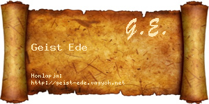 Geist Ede névjegykártya